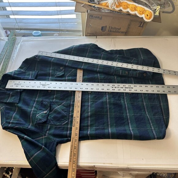Mens Jachs Heritage Flannel Shirt Long Sleeve Green Plaid Button Up Medium - Picture 5 of 7